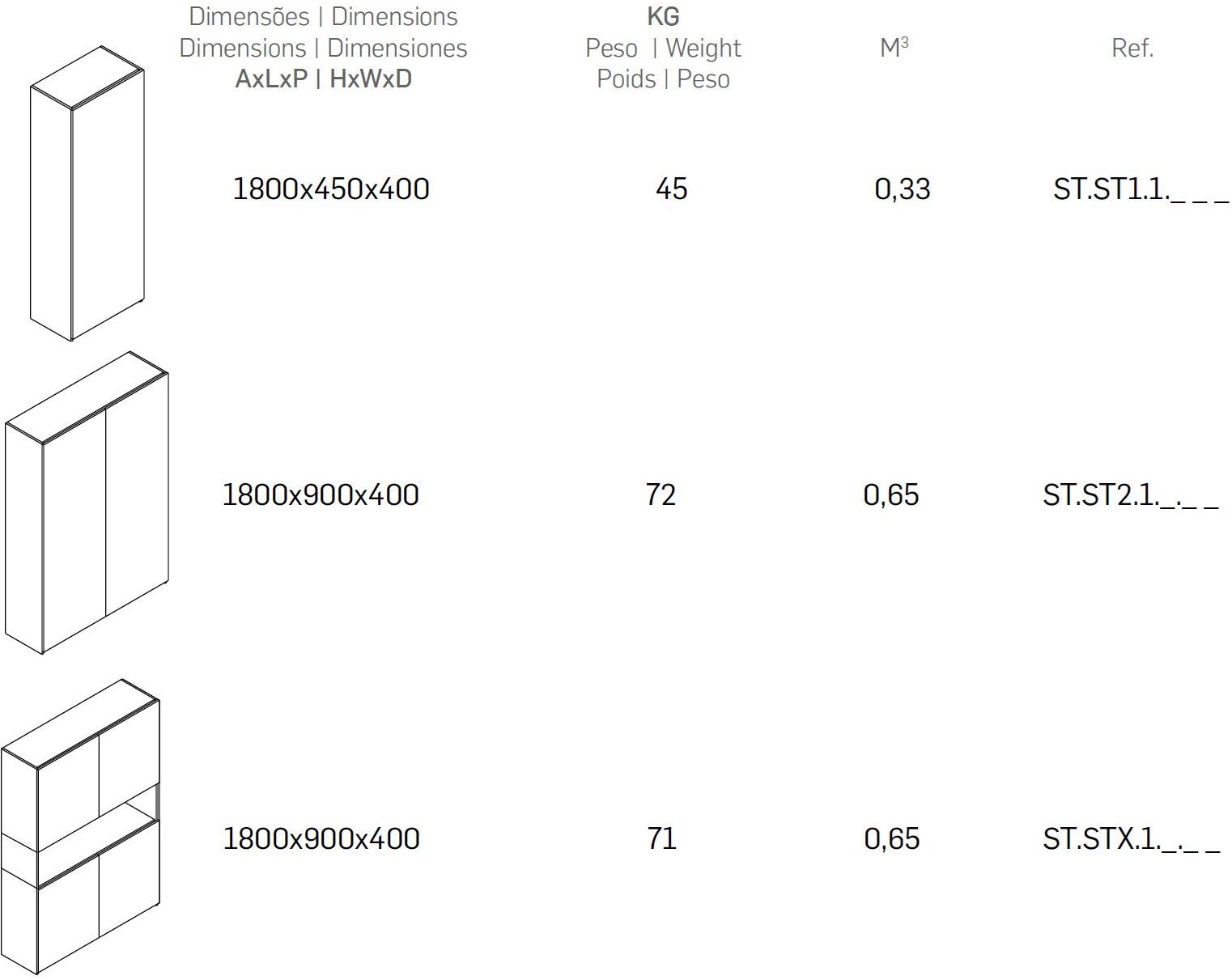 FERCIA Высокий модульный офисный блок Stone St.st1/2/x.1._._ _ - Вид №2