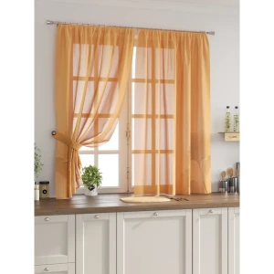 91799540 Комплект тюль 2 шт на ленте Comfy Way Свилс - 92 CW579092 150x160 см вуаль цвет оранжевый STLM-1043858