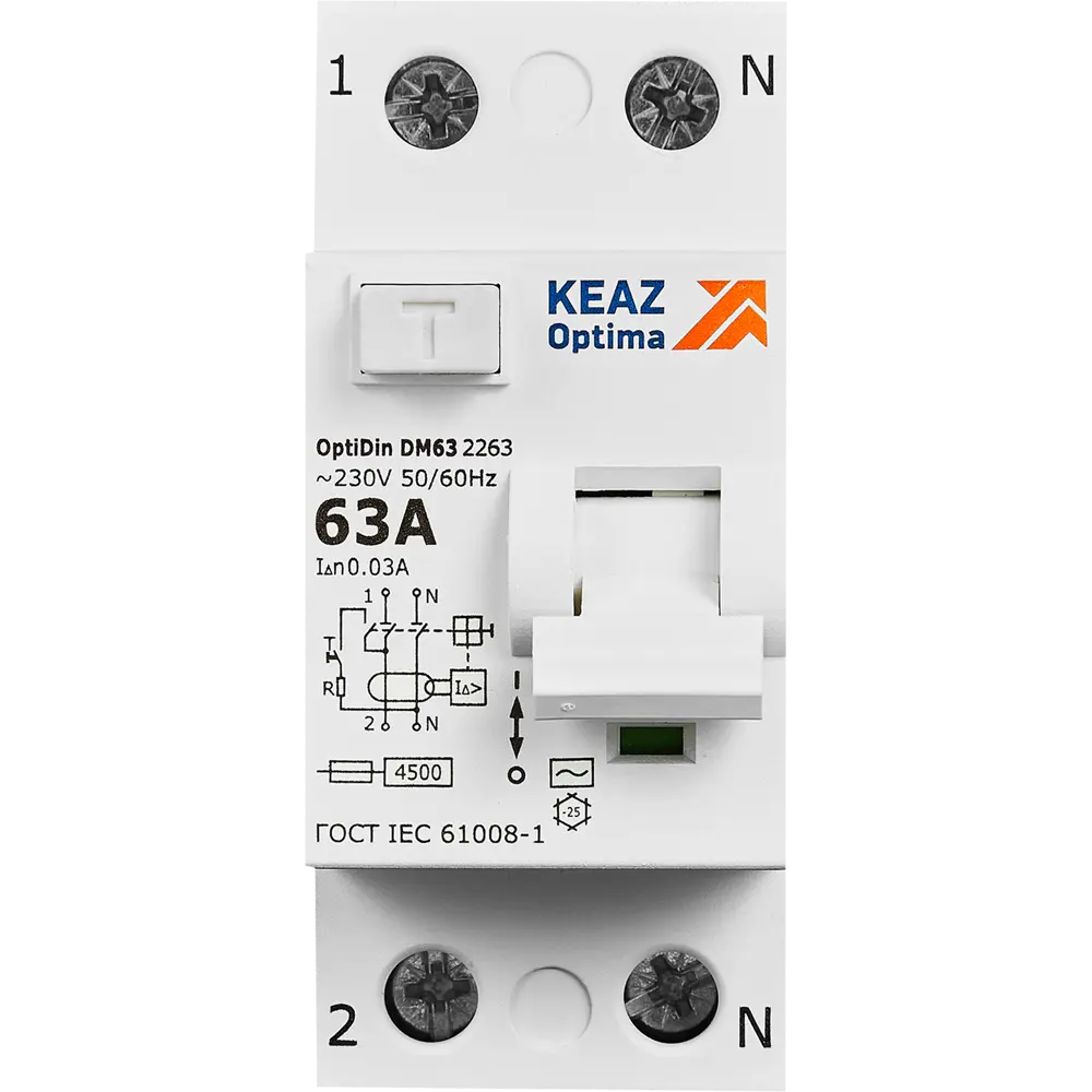 КЭАЗ УЗО 2-полюсное 63А с защитой от утечек тока 89341824 STLM-1118178 - Вид №1