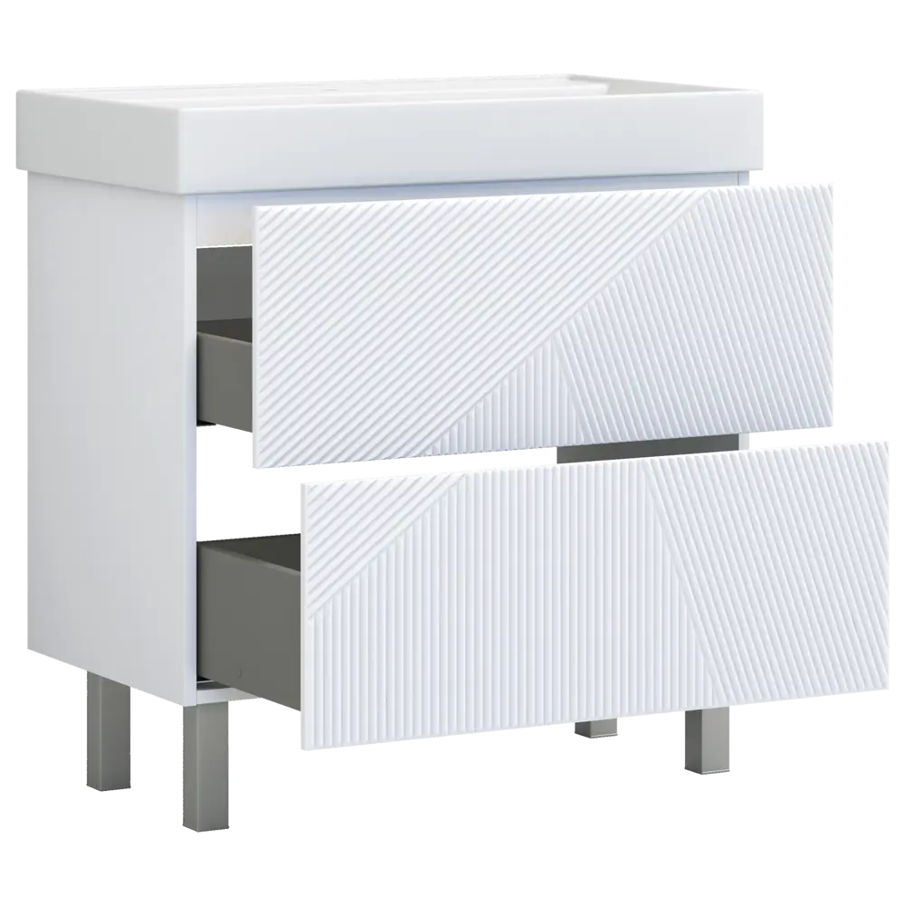 Тумба под раковину напольная Vigo Unik 80 см цвет белый STLM-2035210 - Вид №2