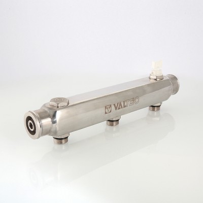 VTc.510.SS.060403 Коллектор из нержавеющей стали с межосевым расстоянием выходов 100 мм Valtec 1", 3 x 1/2"  - Вид №7