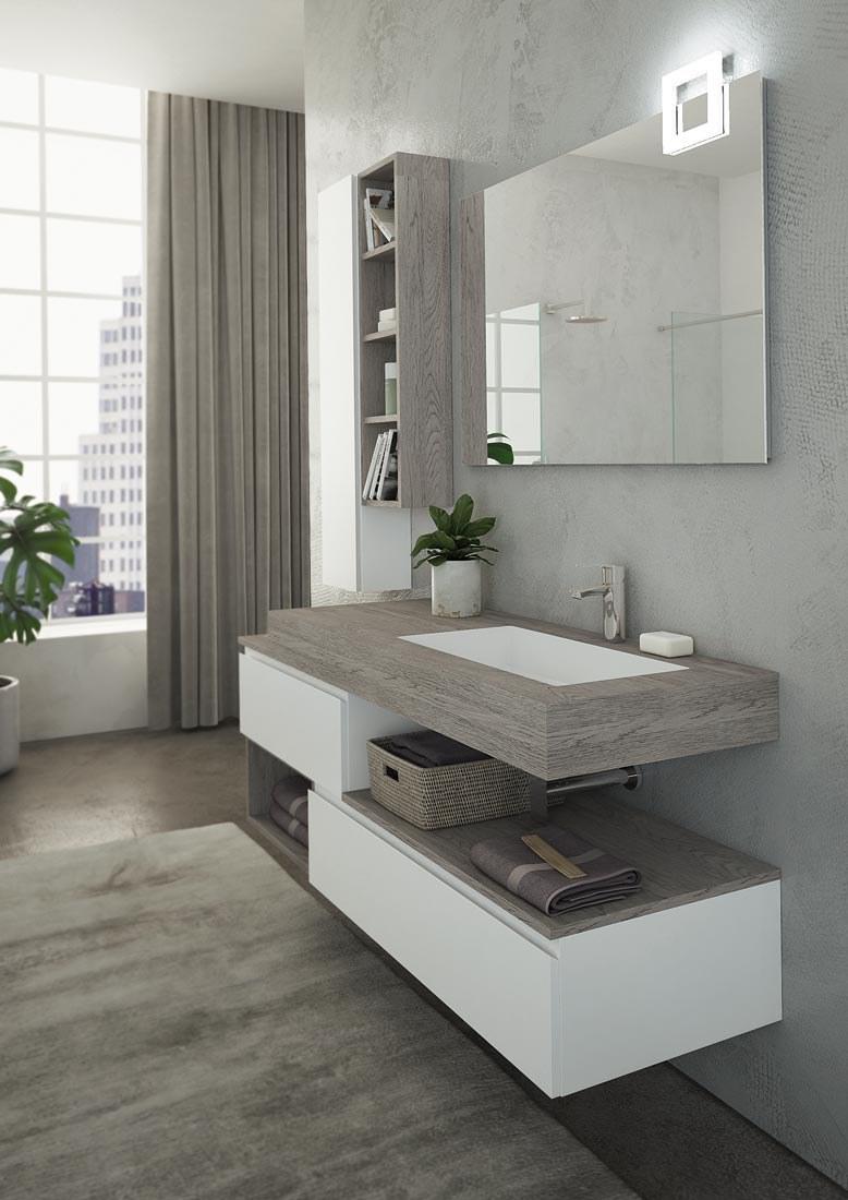 LEGNOBAGNO Тумба под умывальник с зеркалом, лакированная HPL Freedom lineare sun-id-1367087 - Вид №2