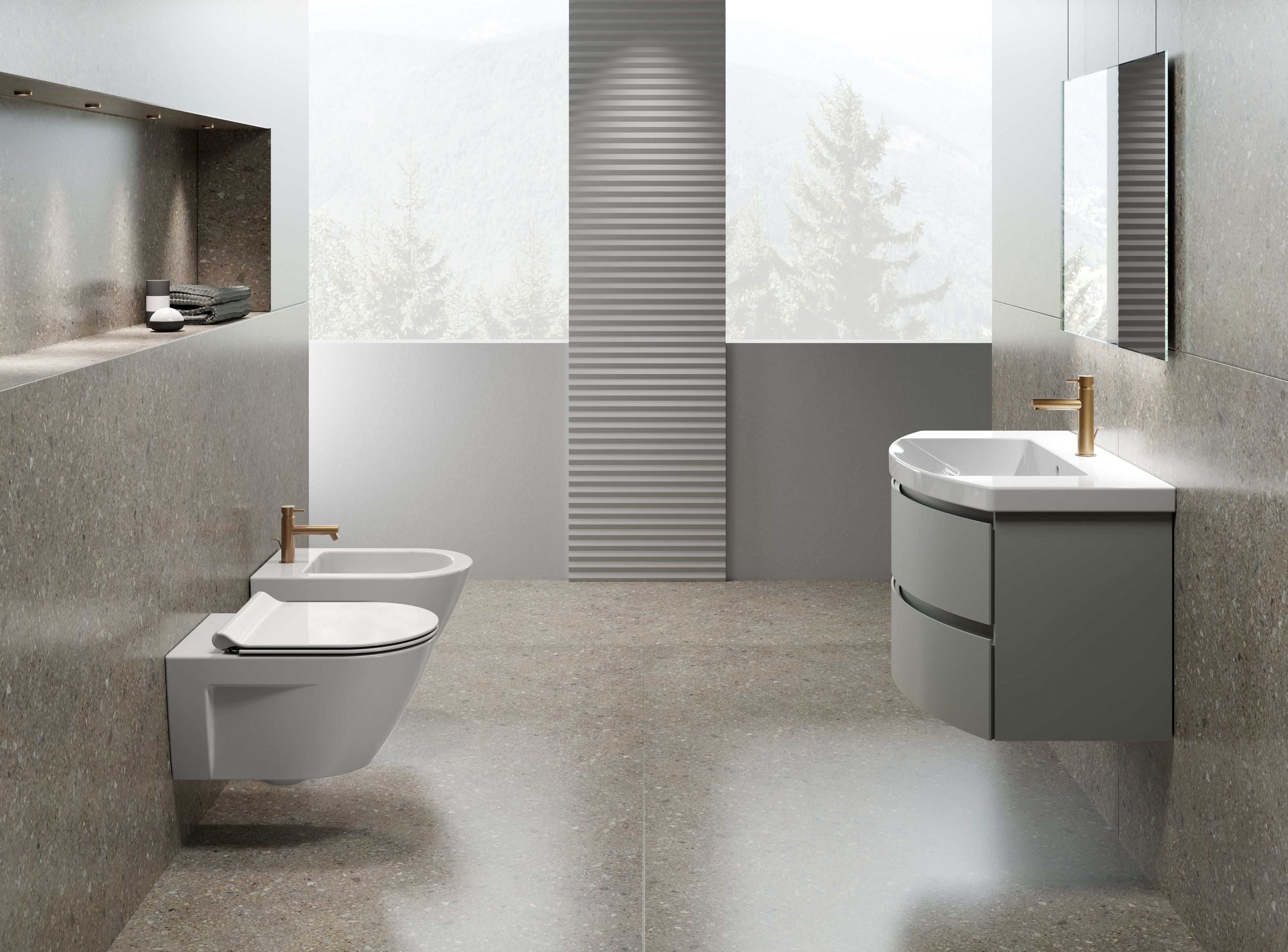 Керамический одиночный умывальник с держателем для полотенец GSI ceramica Norm ARCH-00034174 - Вид №4