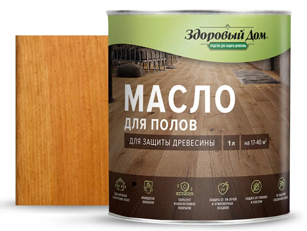 Масло для деревянных полов ЗДОРОВЫЙ ДОМ - натуральная защита и тонировка дуб 82336786