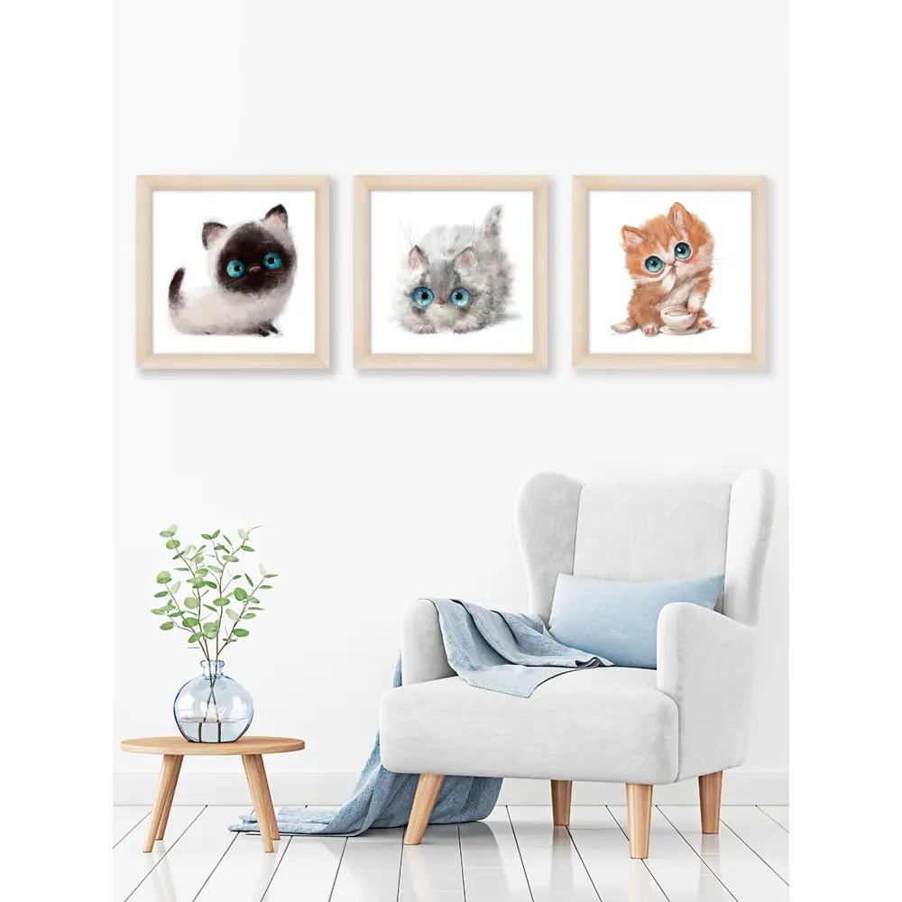 Модульная картина Котики 40x40 см 3 шт POSTERMARKET STLM-2058571 - Вид №4