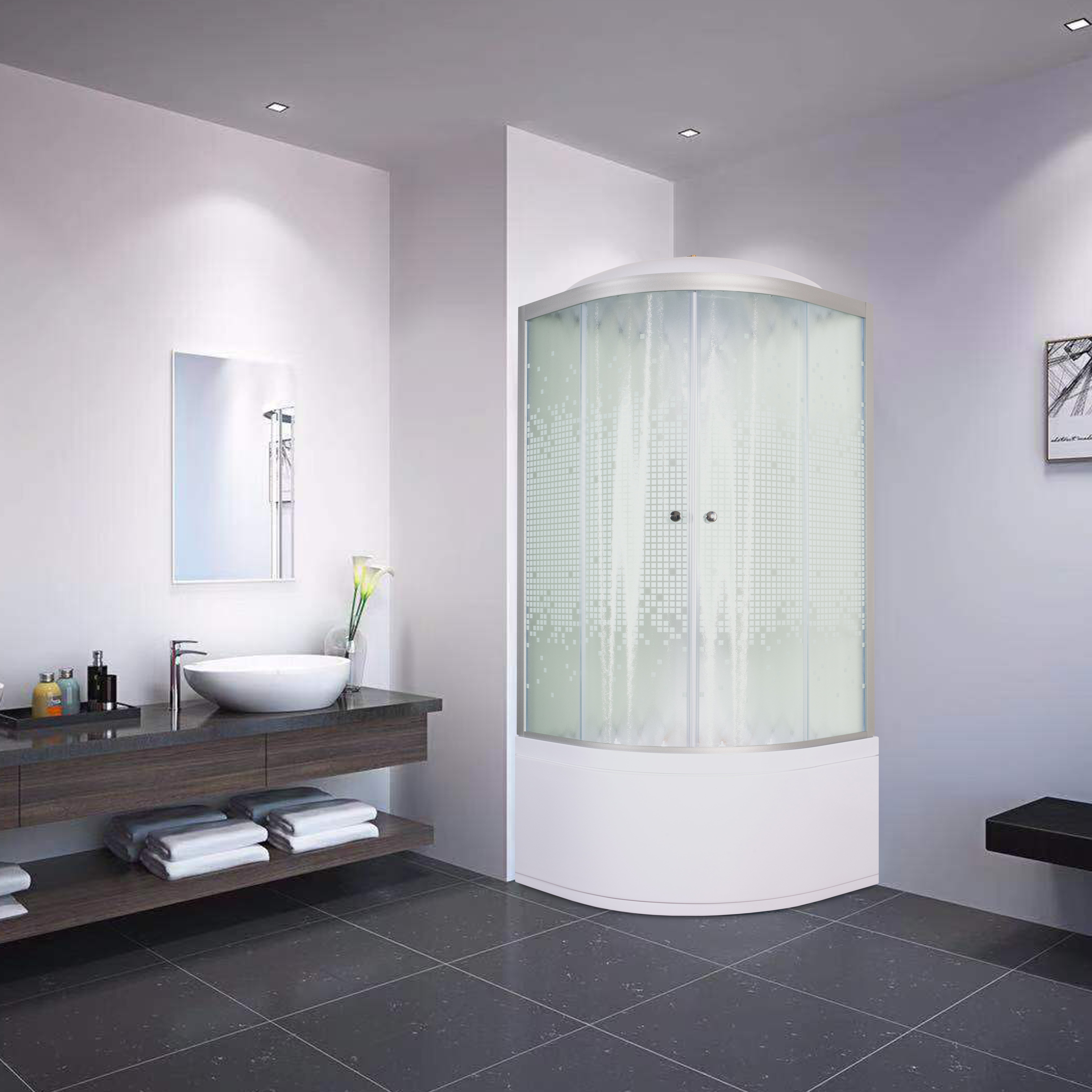 А01 LED с кнопкой и гидромассажем Душевая кабина DETO Серия А L 990 стандартная - Вид №30