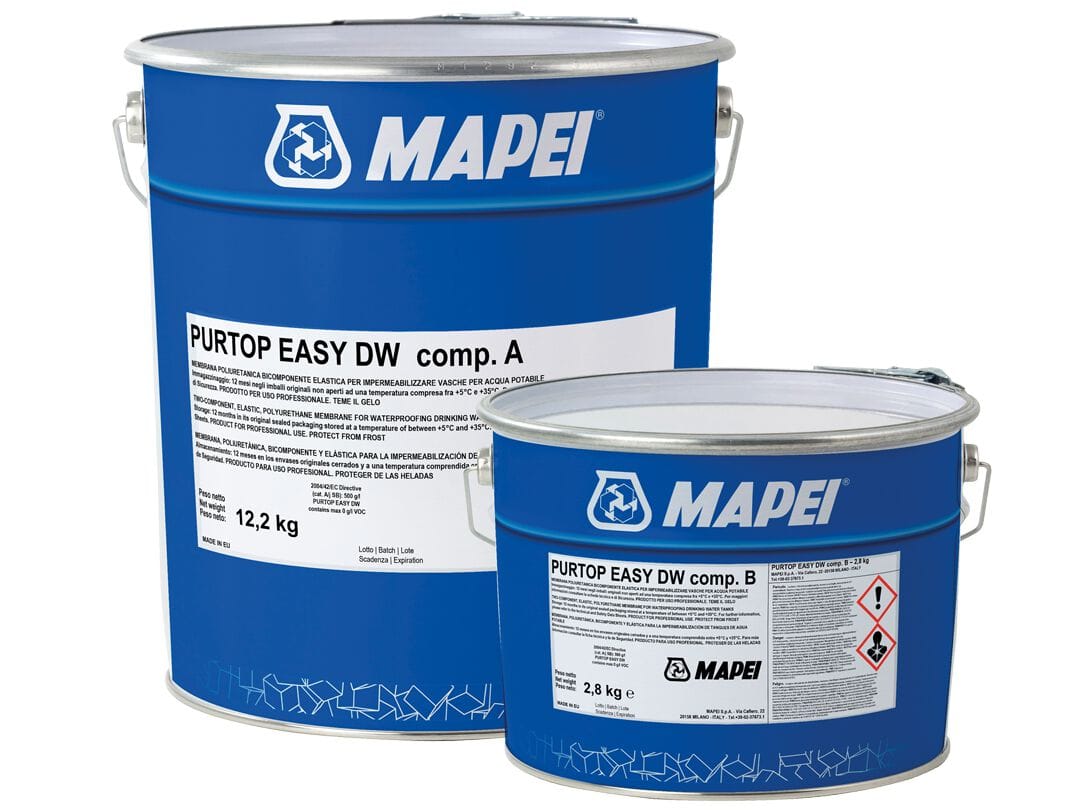 Эластичная двухкомпонентная полиуретановая мембрана для гидроизоляции резервуаров для питьевой воды MAPEI гидроизоляция надземных конструкций ARCH-00128942 - Вид №1