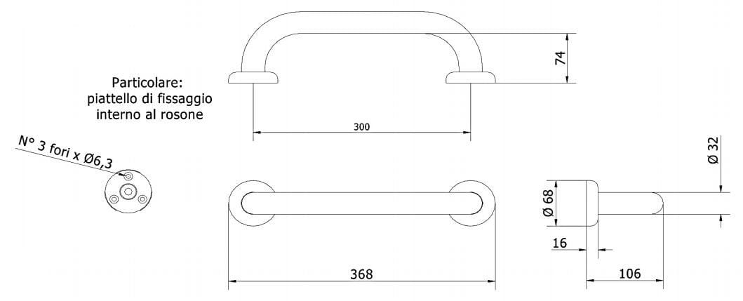 Фиксированная ручка для ванной комнаты из нержавеющей стали Thermomat нержавеющая сталь ARCH-00067861 - Вид №2