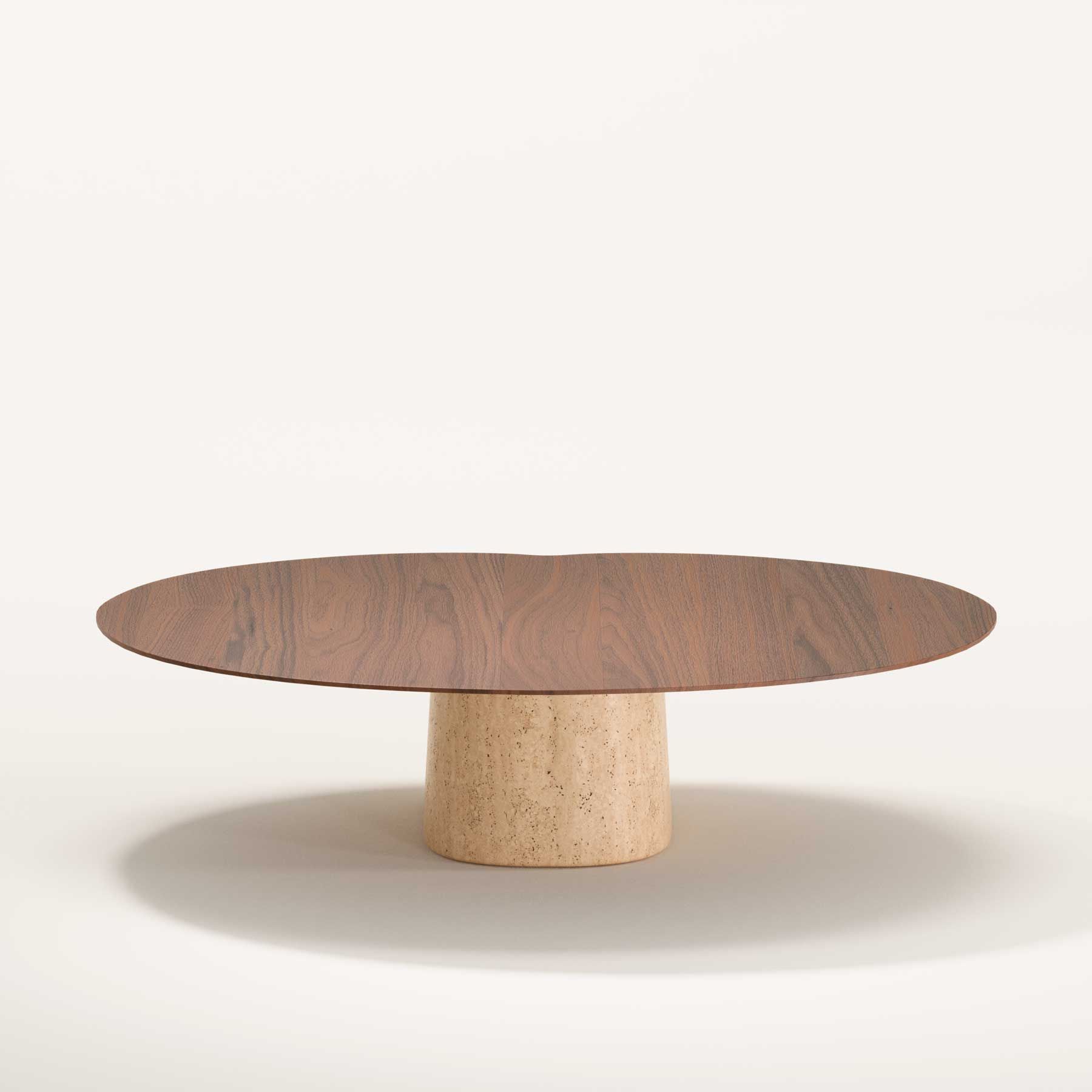 Низкий овальный журнальный столик из дерева и травертина Wewood Anchor ARCH-00091097 - Вид №11