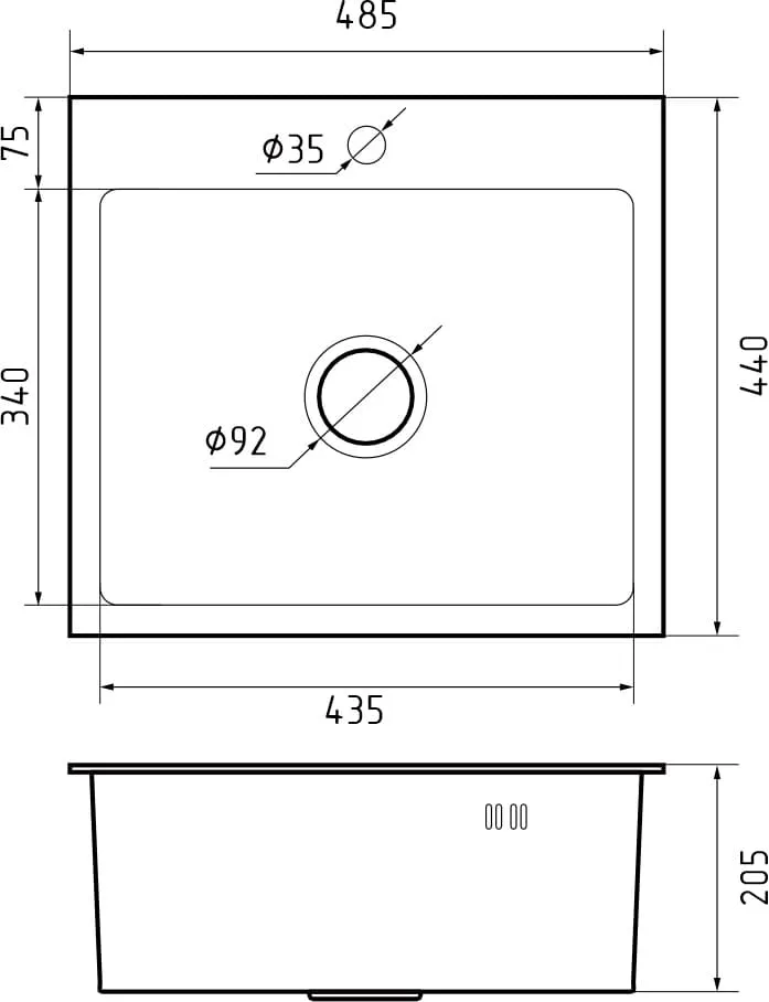 Кухонная мойка Нержавеющая сталь METAL S595 GranFest 4844-S595 - Вид №1