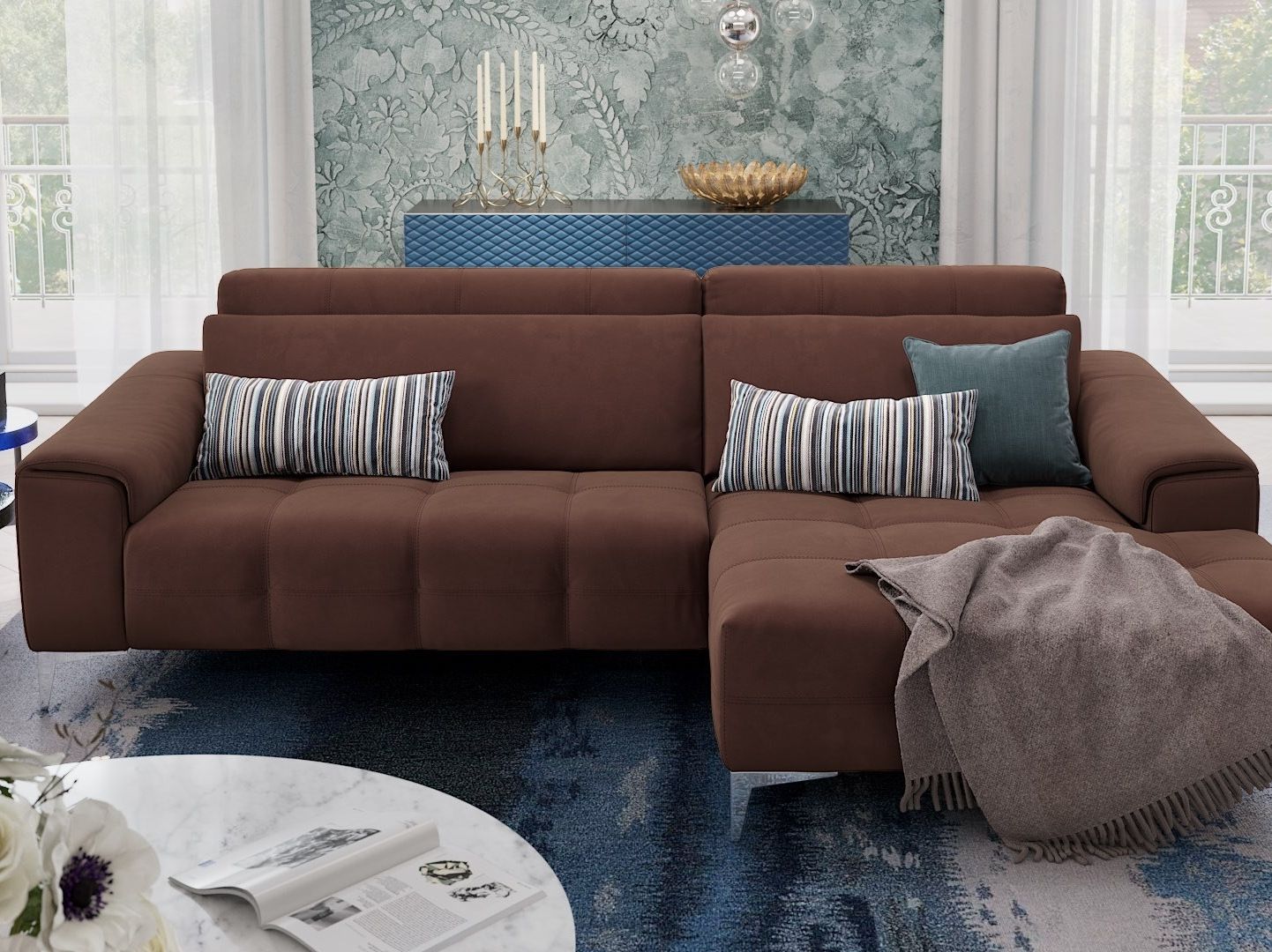 Тканевый диван с полуостровом Sofanella Саленто ARCH-00034169 - Вид №4