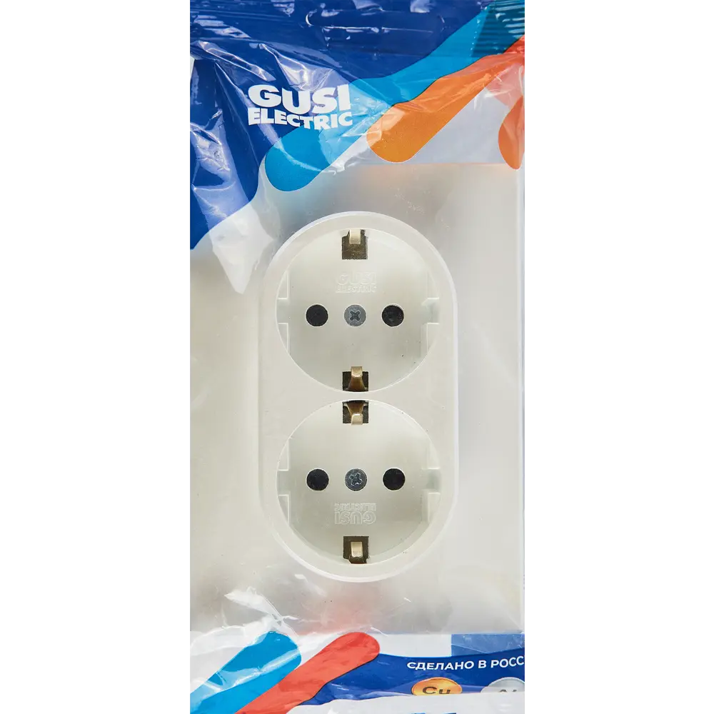 Розетка двойная встраиваемая Gusi Electric с заземлением со шторкой цвет жемчуг Ugra STLM-2000924 - Вид №4