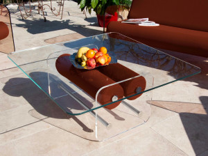 Квадратный стол из ПММА и стекла