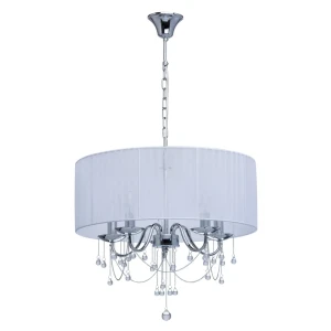 Люстра Нора 5xE14x60 Вт, металл/текстиль, цвет хром/белый