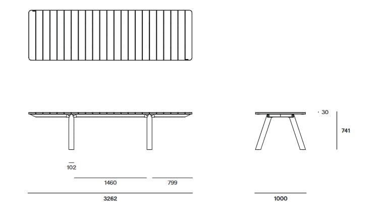 Стальной и деревянный прямоугольный садовый стол Extremis Panigiri ARCH-00110171 - Вид №3