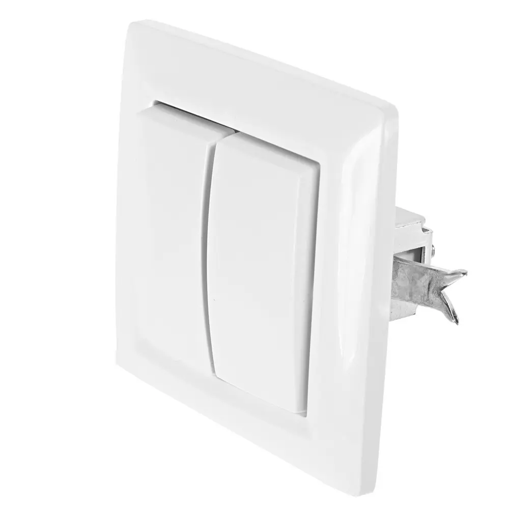 Выключатель встраиваемый REONE с двумя клавишами в белом глянцевом исполнении 17823724 STLM-0008716