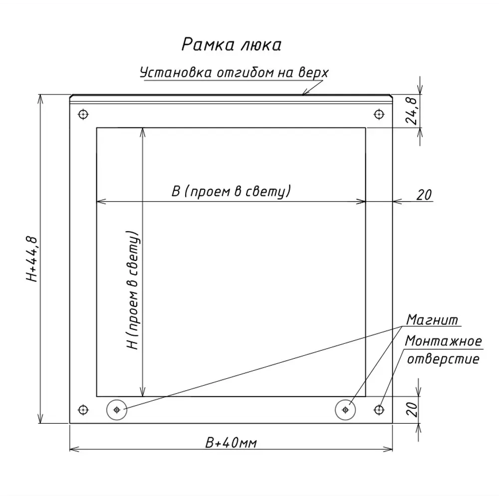 Люк открытого типа на магнитах Хаммер Стикер сталь цвет белый 40x40 см STLM-2158412 - Вид №3