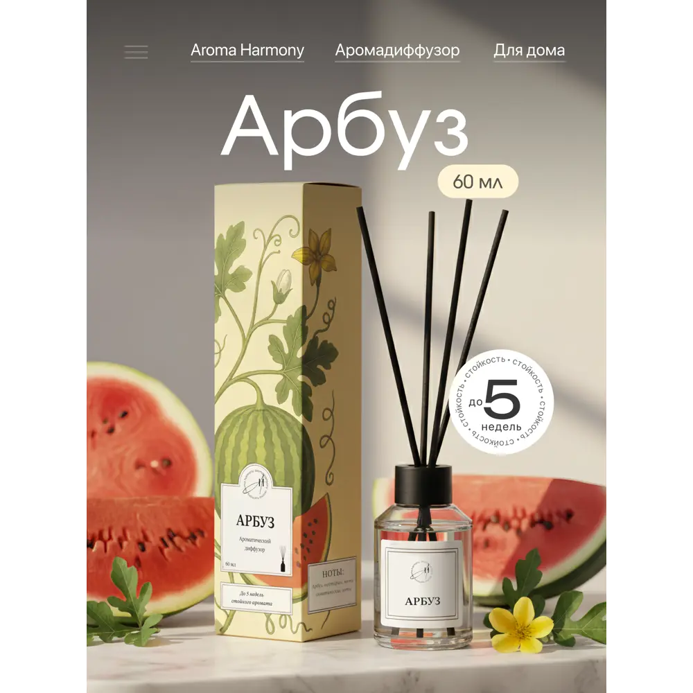 Ароматический диффузор Aroma Harmony Арбуз 60 мл STLM-2029445 - Вид №1