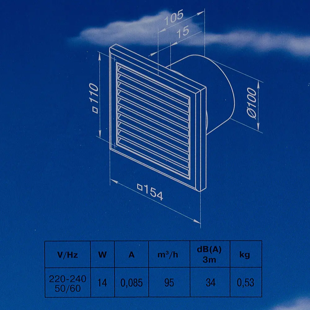 Вентилятор осевой вытяжной Вентс D100 мм 34 дБ 95 м³/ч цвет белый STLM-2113325 - Вид №4