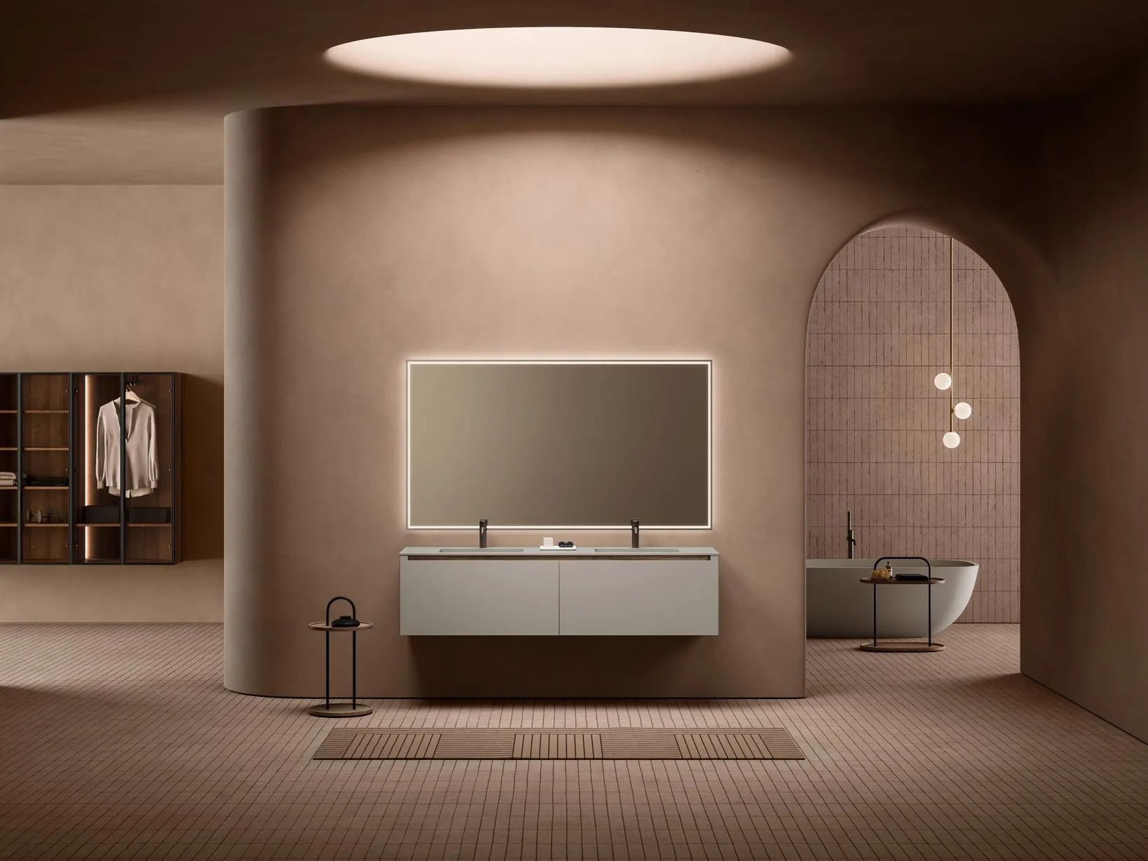 Деревянный подвесной двойной умывальник с ящиками Inbani слой ARCH-00089416 - Вид №1