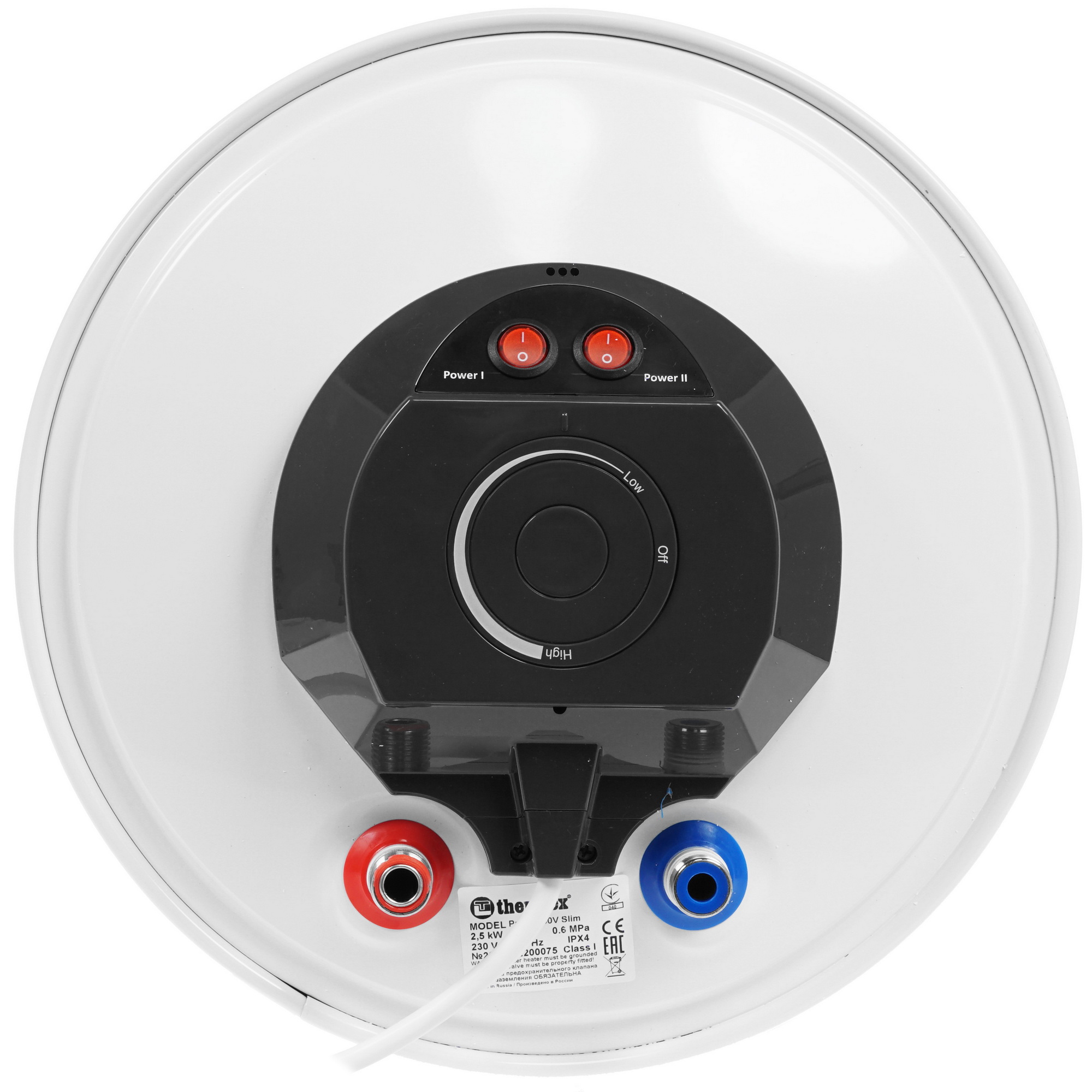 1134748 Водонагреватель Thermex PRAKTIK 30 V Slim [накопительный, 30 л, нержавеющая сталь, нижняя, круглая, уст-ка: вертикальная, белый] STDN-0070237 - Вид №4