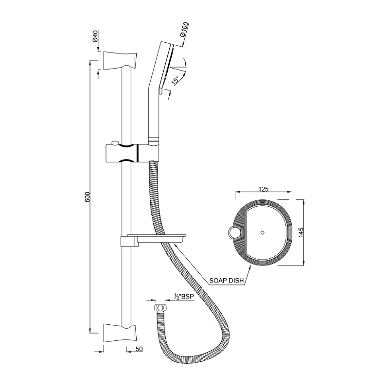 SHA-CHR-1150EF Душевой гарнитур, душевая лейка Jaquar Shower Santreyd - Вид №1