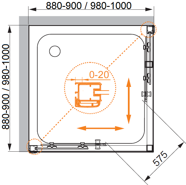 Душевой уголок CEZARES ANIMA-W-A-2-90-C-Cr-IV - Вид №3