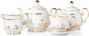 10618583 Мануфактуры Гарднеръ в Вербилках Сервиз чайный 6персон 15предметов  "Кузнецовский" (позолота)