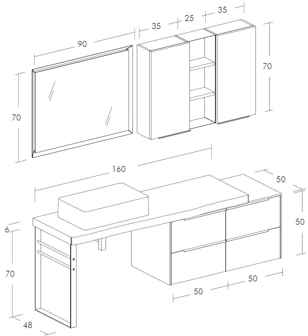 LEGNOBAGNO Тумба под умывальник одинарная со шкафом Life sun-id-1466899 - Вид №4