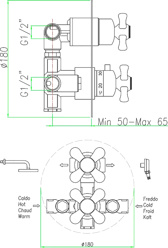 AM970903015 Смеситель для душа , хром Webert Armony - Вид №1