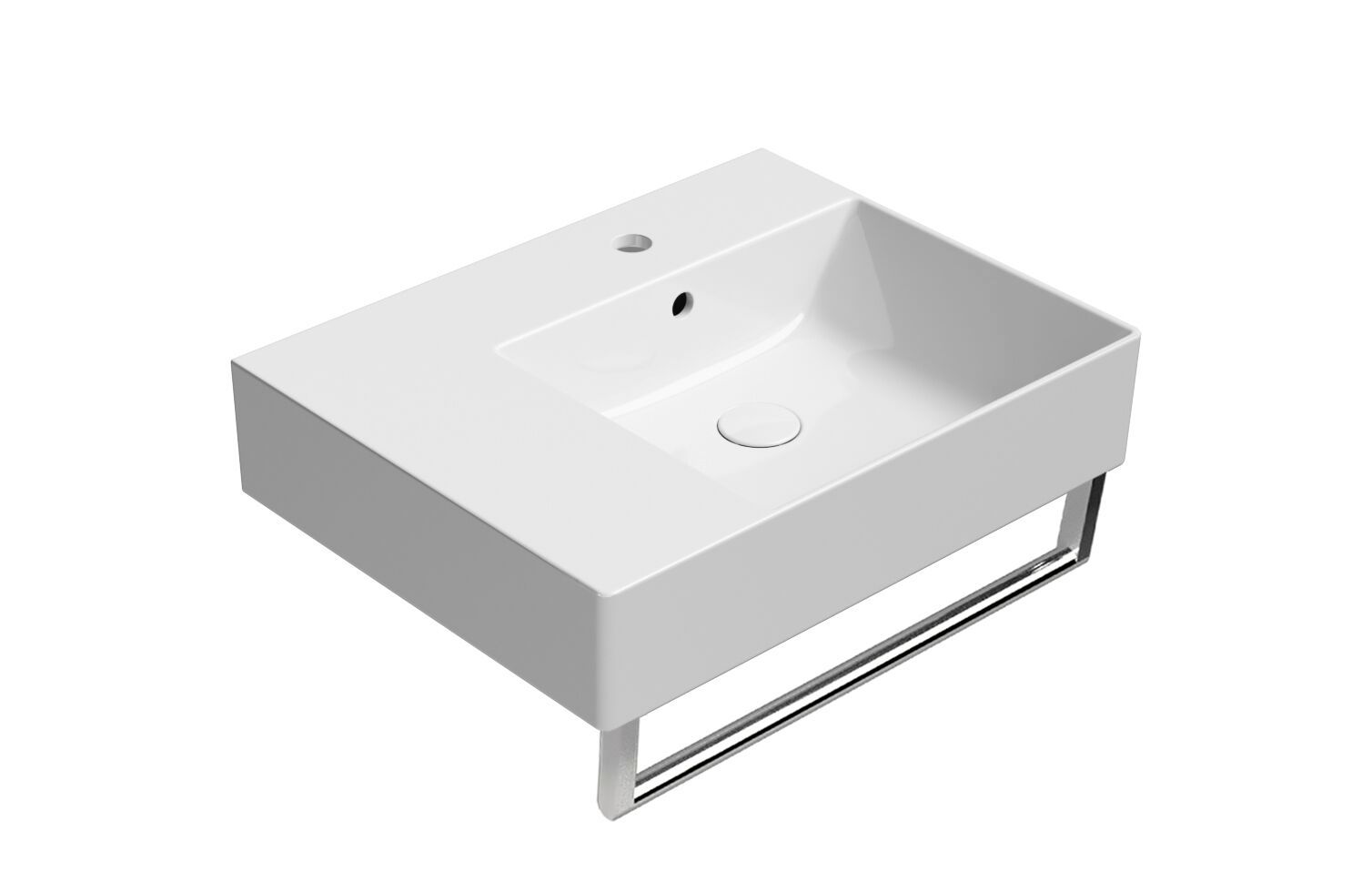 Керамическая прямоугольная одиночная раковина с держателем для полотенец GSI ceramica Kube X ARCH-00134756 - Вид №2