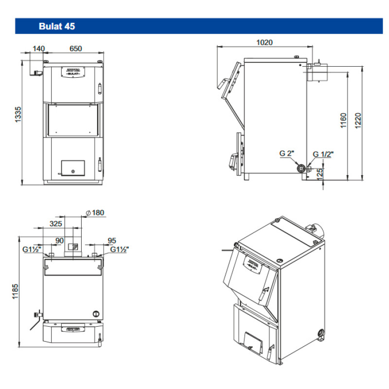 Твердотопливный котел ZOTA Bulat 45 BULAT45 - Вид №1