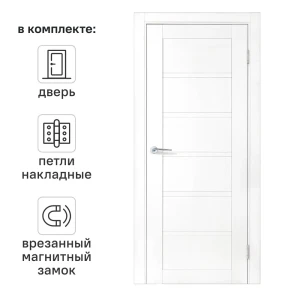 Дверь межкомнатная глухая Легда-28.1 80x190 см полипропилен цвет белое дерево с замком и петлями 89453922 STLM-2100837