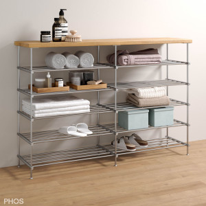 SBS1200-5-Eiche Сервант с дубовыми полками, 2 секции, 5 уровней, ширина 125 см PHOS
