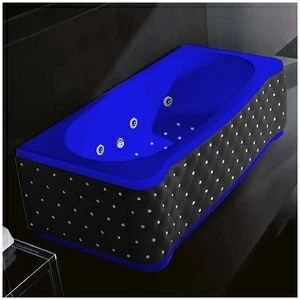 Ванна Gruppo treesse New Classic Young ATC-V674Q-DX-KCS-SI синяя с гидромассажем аэромассажем и дезинфекцией прямоугольная правая чёрная кожа кристаллы сваровски