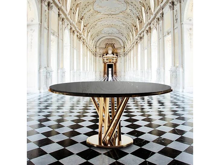 Круглый стол из мрамора и латуни Galbiati Exclusive Interiors ARCH-00061808 - Вид №1