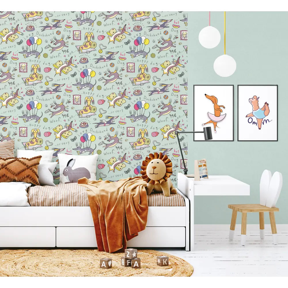 Обои флизелиновые Артекс Таксы зеленые 1.06 м 10714-04 STLM-2192369 - Вид №3