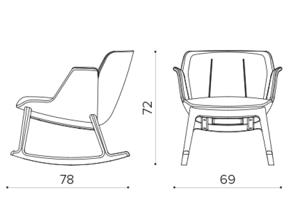 HV 709R armchair with wooden rocking base True Design Hive - Вид №1