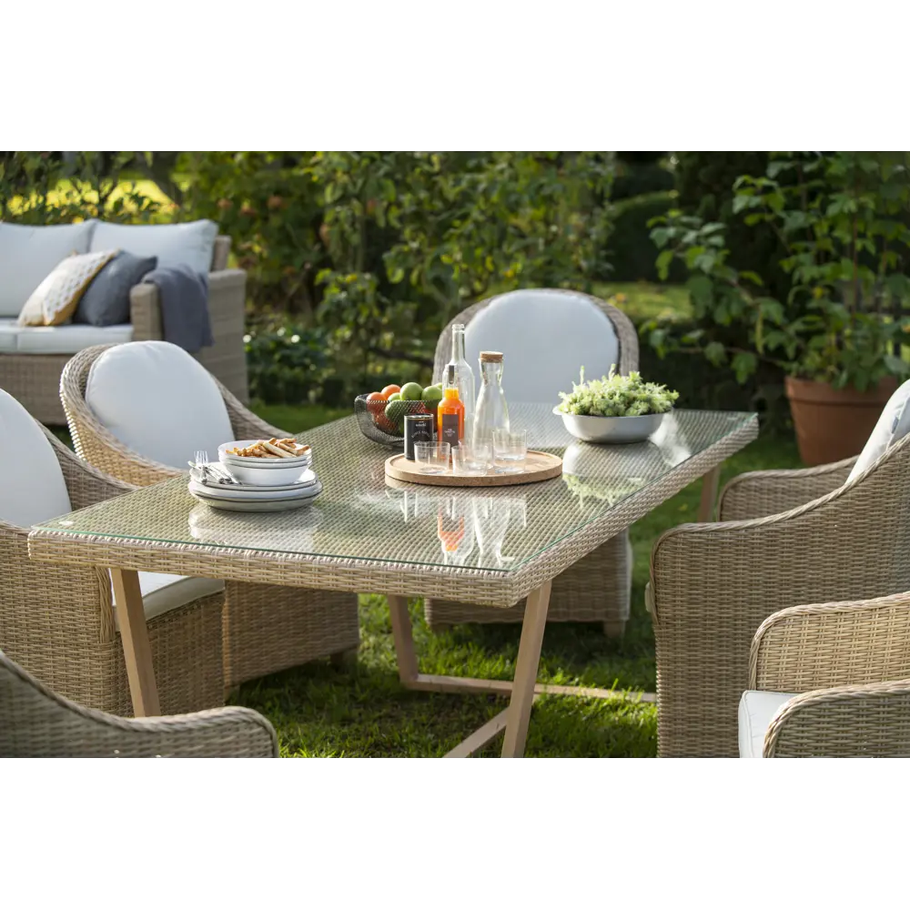 Стол садовый NATERIAL Medena с ротанговым плетением и стеклянной столешницей 82509552 STLM-0028915 - Вид №11
