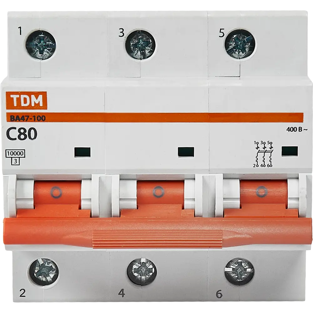 Автоматический выключатель TDM Electric ВА47-100 на 80А для защиты сети 84399532 STLM-0049305 - Вид №1