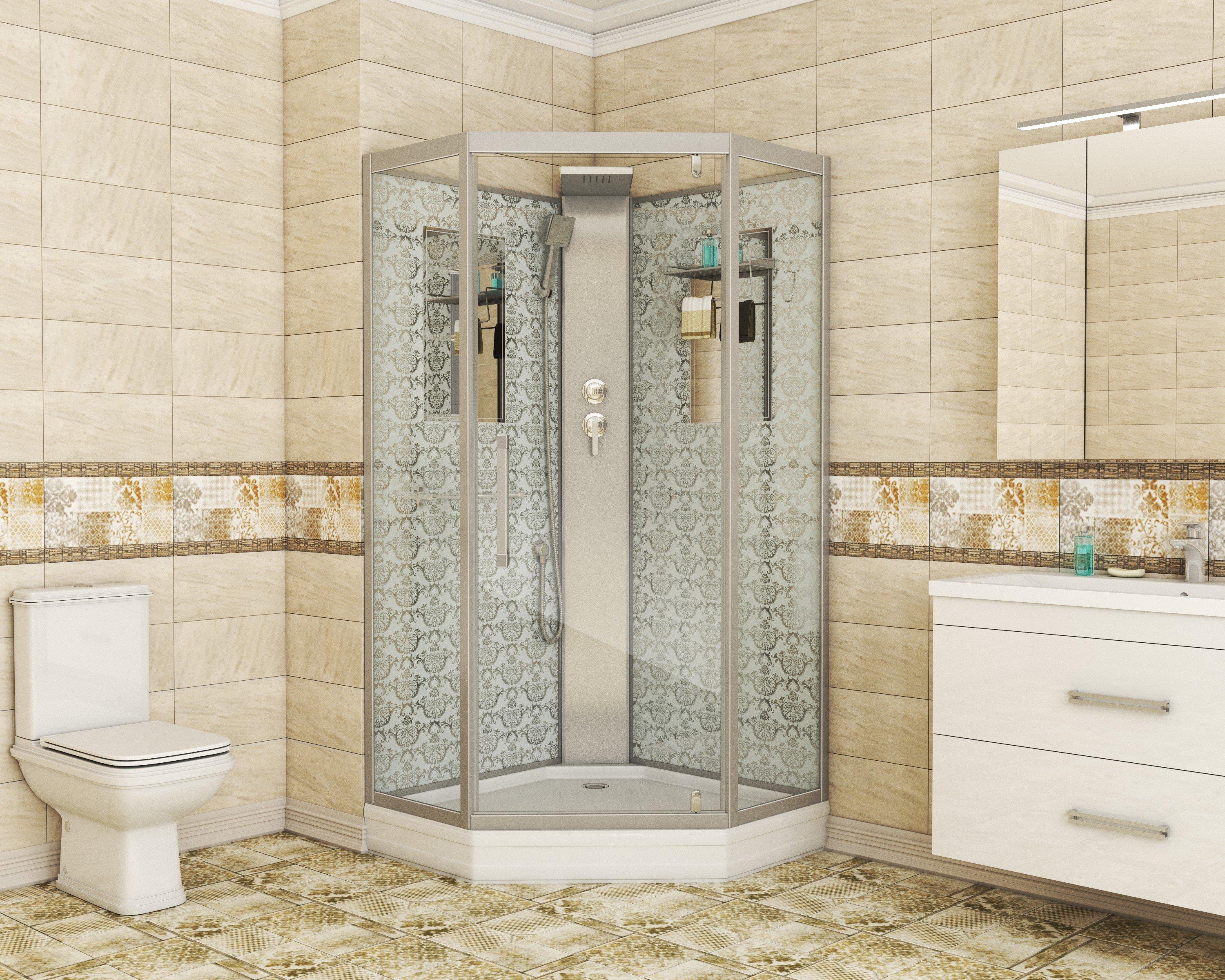 Душевая кабина NG-7799WBK (900x900х2100) низкий поддон стенки БЕЛЫЕ БЕЗ КРЫШИ 4 места Niagara Luxe - Вид №1