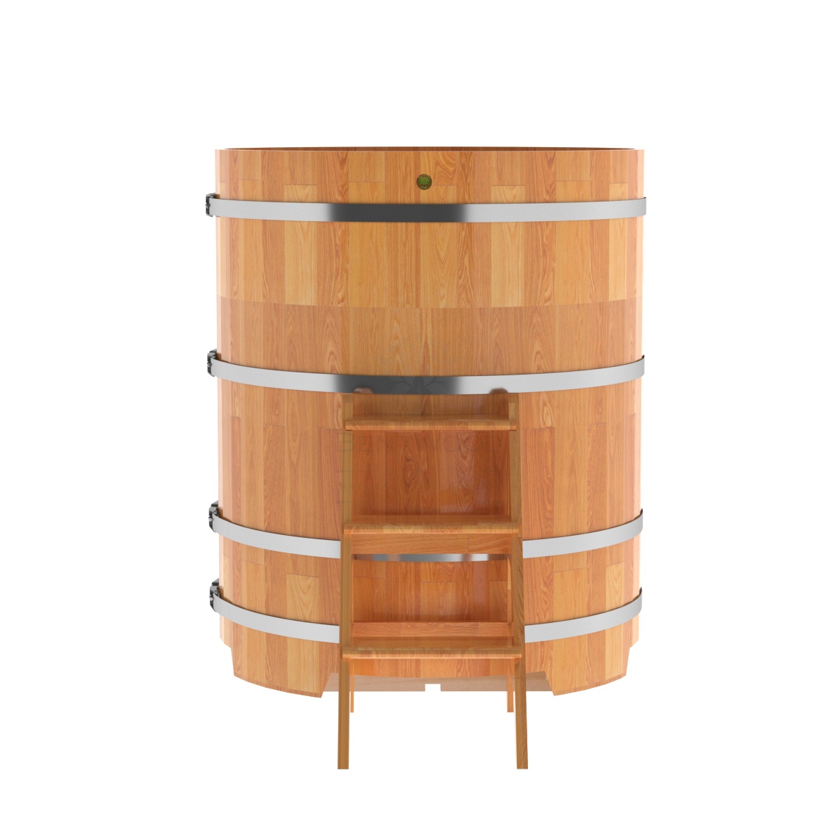 1507 Купель круглая из сращенных ламелей лиственницы d=1,17х1,4 натуральная Alyarus  - Вид №3