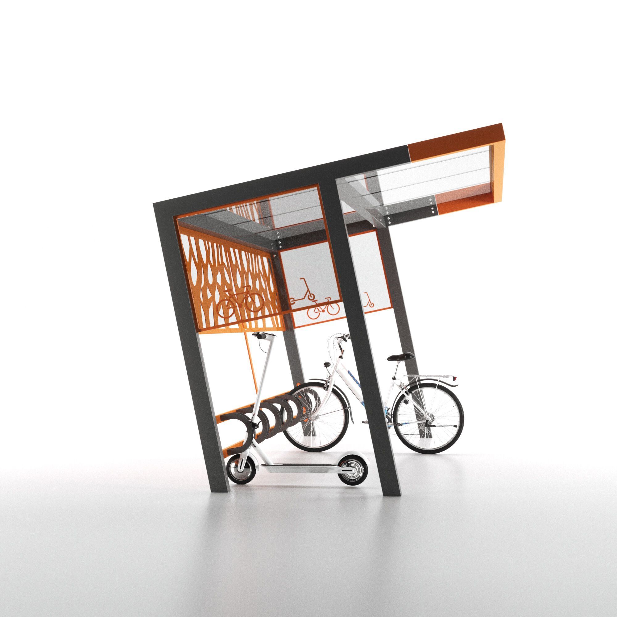 Стальной и поликарбонатный навес для велосипедов и мопедов CITYSì CROSS ARCH-00108240 - Вид №2