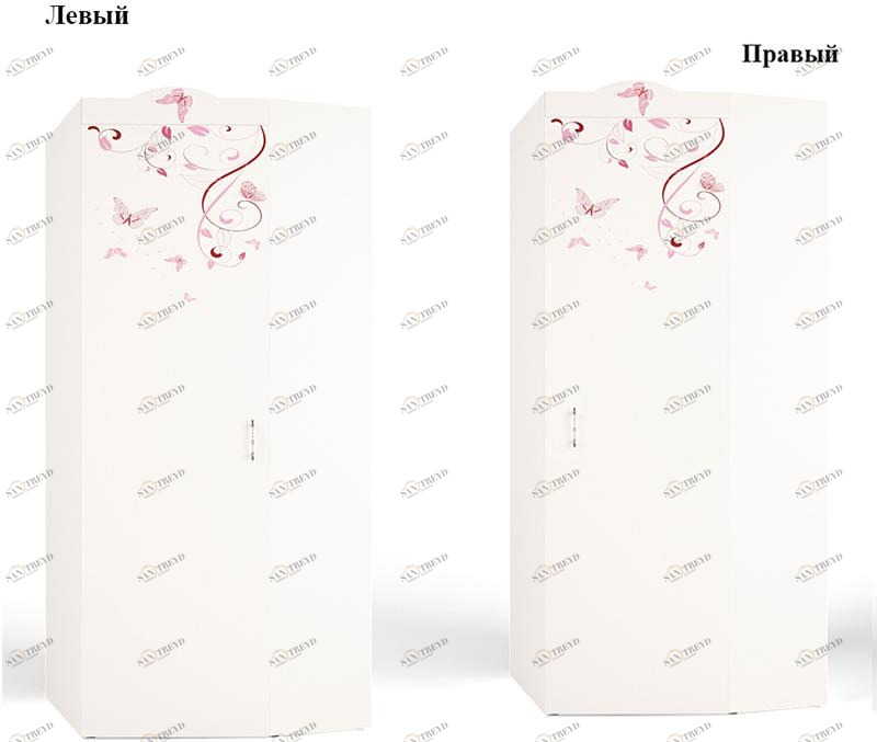 Шкаф угловой ABC-KING Фея без зеркала с бабочкой (левый ) и со стразами Сваровски 4631147959683