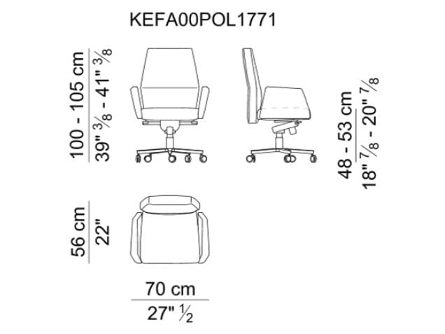 Кожаное вращающееся офисное кресло с колесами i 4 Mariani Kefa ARCH-00019747 - Вид №5