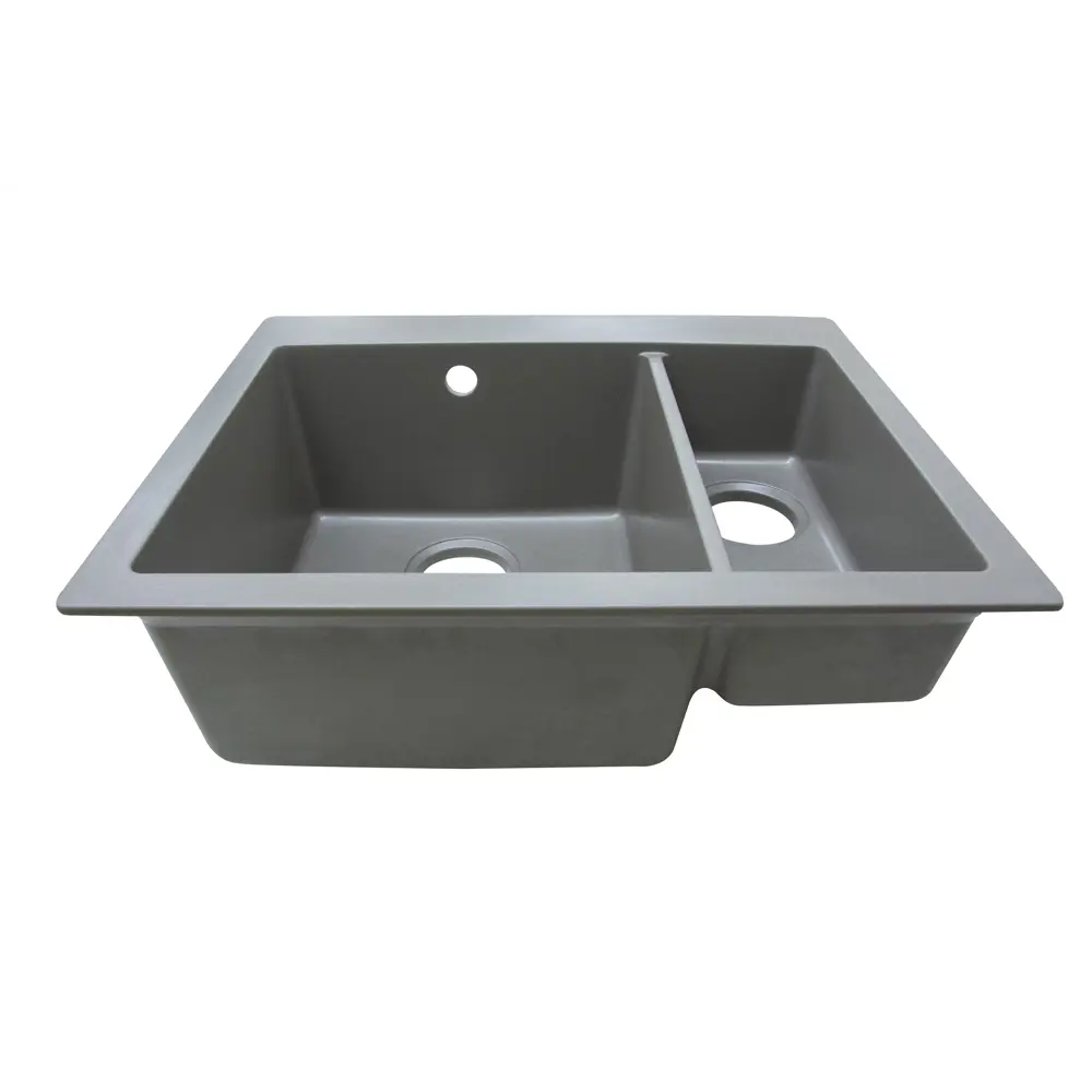 Кухонная мойка DELINIA кварцевая двухчашевая 62×51 см серый шелк 87796844 STLM-0075738 - Вид №5
