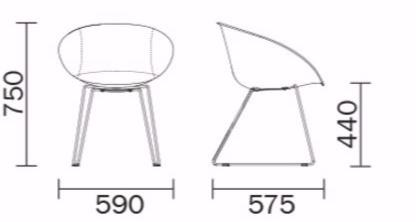 Pedrali Санное кресло из кожи Gliss 930 - Вид №3