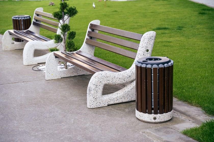 ENCHO ENCHEV - ETE Скамейка из бетона и дерева со спинкой  2  - Вид №1