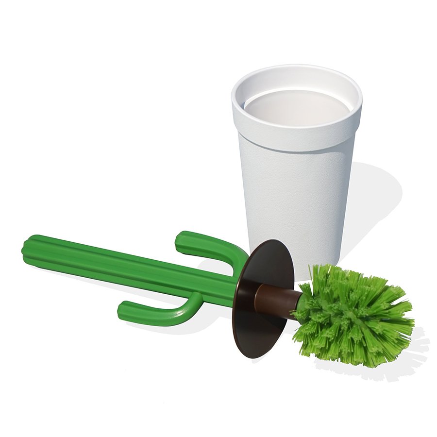 Ершик для туалета cactrash, белый с зеленым QUALY  253541 Белый  - Вид №2