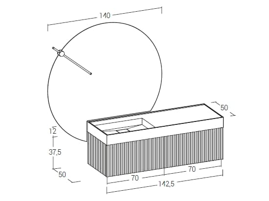 Деревянный подвесной шкаф для умывальника Ed Ocritech со встроенной раковиной LEGNOBAGNO Ri-Stretch ARCH-00009291 - Вид №3